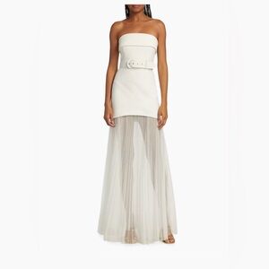Rebecca Vallance White Cyndi strapless long gown